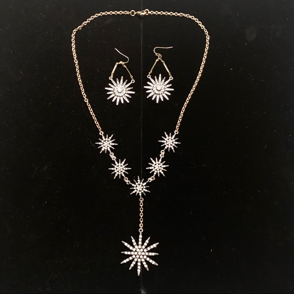 Star Rhinestones Long Pendant Jewelry Set